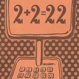 חוברת שירים וסיפורים הומוריסטיים בפולנית. כריכה בצבע כתום עם איור של מסך מחשבון ומקלדת - על המסך כתוב "2+2=22"