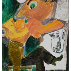 רופא שיניים כעוס רוכן מעל מטופל אשר אוחז את כסאו בפחד