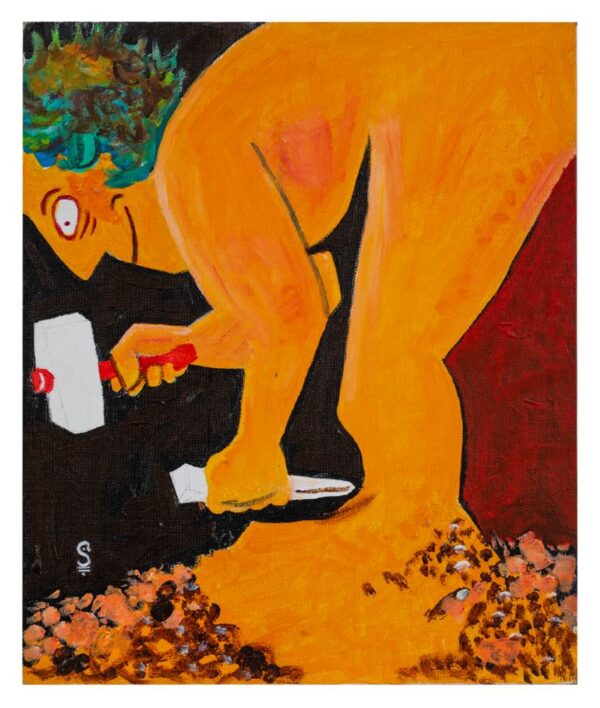 ציור של פסל אדם אשר מפסל את עצמו