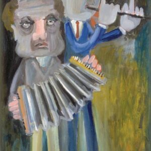 שני נגנים מנגנים. אחד על אקורדיון והשני על חליל