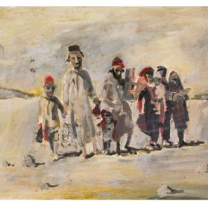 משפחה תימנית בדרכם לישראל דרך המדבר